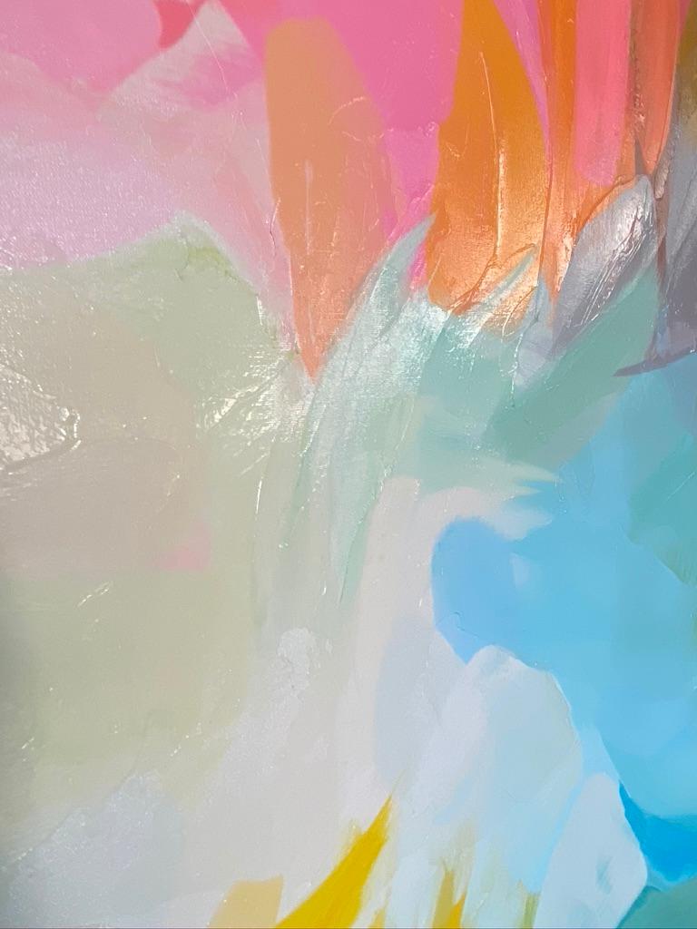 Astratto Blu Giallo Flusso in tecnica mista su tela 45x45