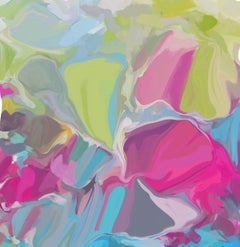 Abstrakte bunte gemischte Medien auf Leinwand 45x45" The Continuous Flow 2