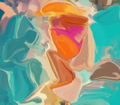 Peinture technique mixte sur toile de style électrique « The Small Joys » (Les petites joies de la vie)