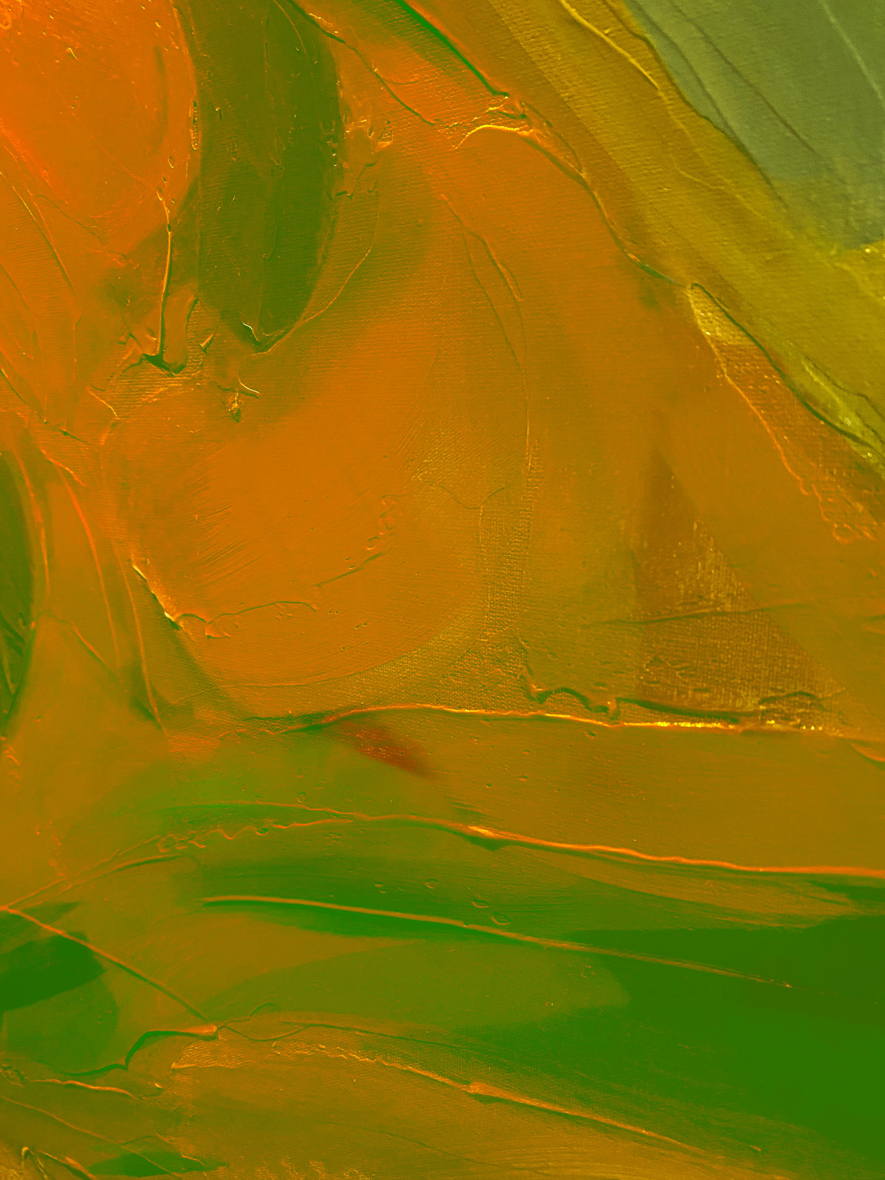 Pittura astratta gialla su tela 45x45