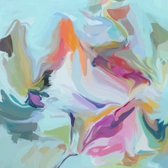 Blaues blaues Gemälde Abstrakt Mixed Media Leinwand 45x45 Zoll" Freiheit des Selbstausdrucks