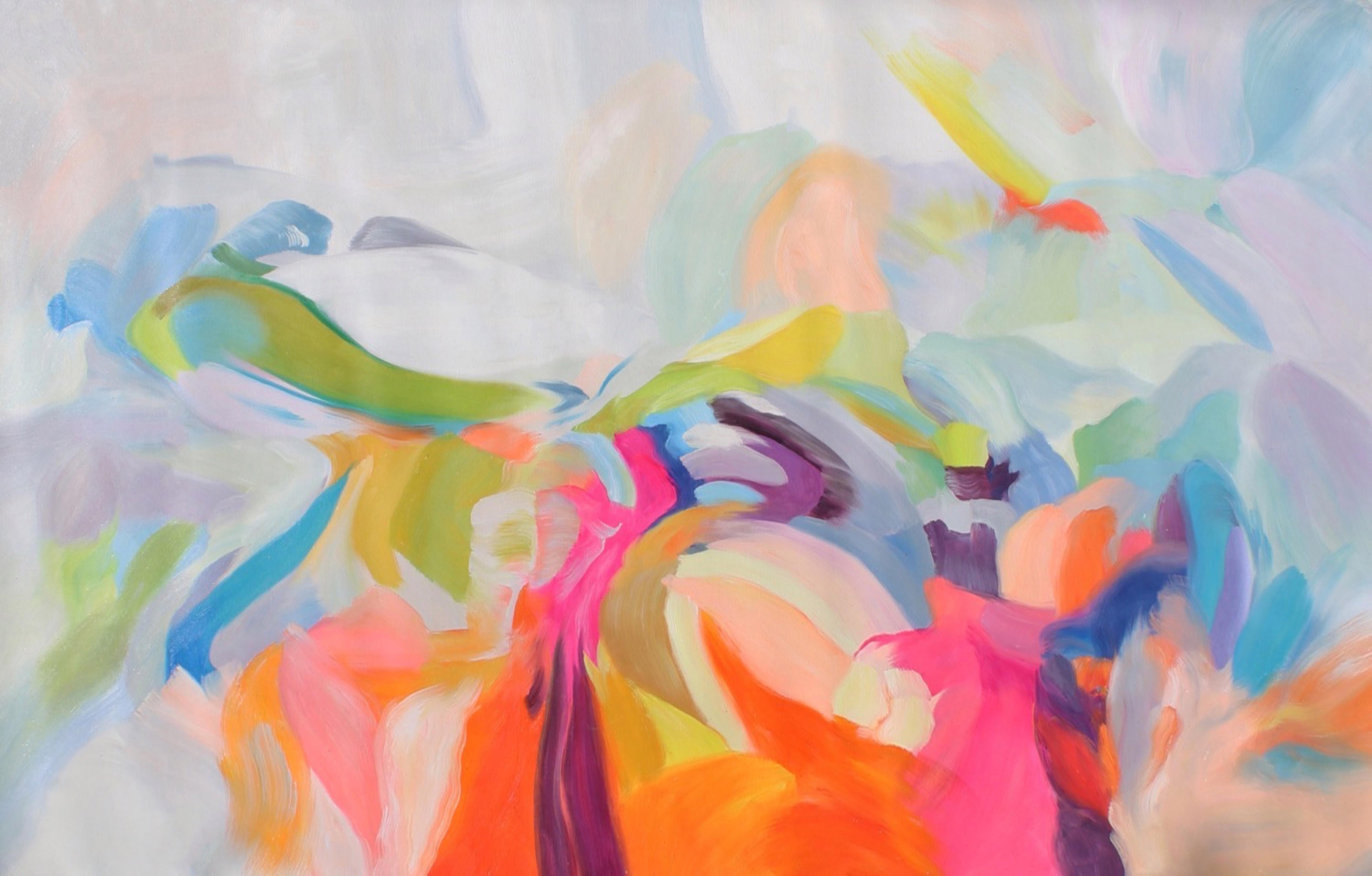 Irena Orlov Abstract Painting - Abstract Colorful Original Acrylic Painting 42 H X 68" W, Dynamic Perseverance