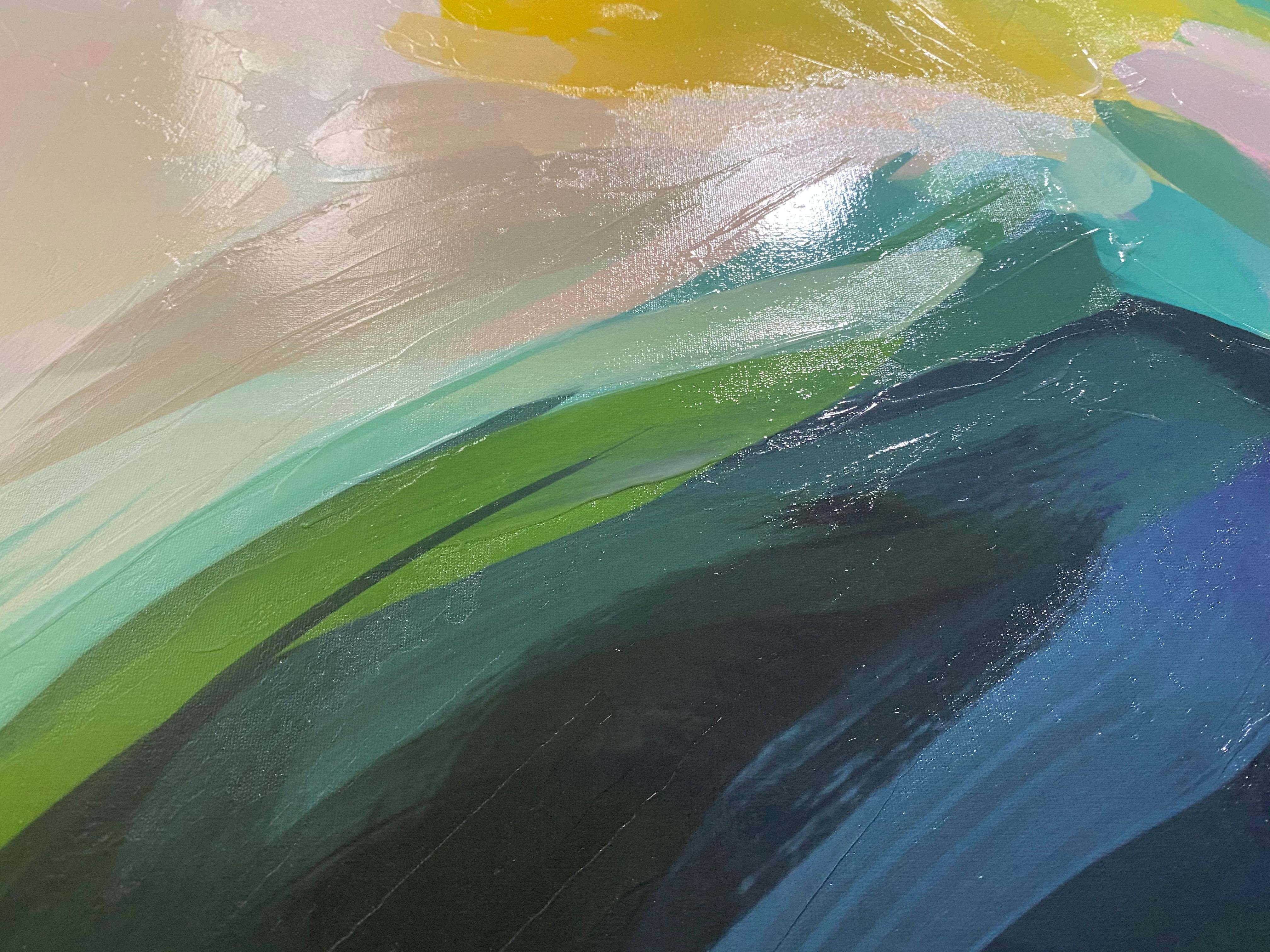 Peinture abstraite colorée Chaos technique mixte sur toile 45x45 po.  en vente 2