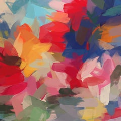 Colorful Chaos Art for Eclectic Interiors Mixed Media Painting Canvas 45x45"