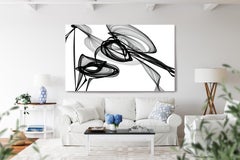Black White Minimalist New Media Painting on Canvas, 44x72" What did you see?