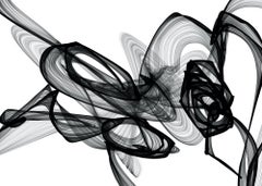 Peinture sur toile noire et blanche minimaliste de style new-yorkais, réaction chimique, 112 x 182 cm