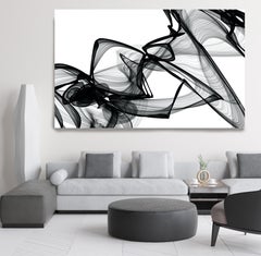 Art minimaliste Noir Blanc Peinture sur toile, 44x72" C'était moi