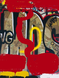 Red Graffiti Art on Canvas, Mixed Medium on Canvas 45x60" Telling the Stories