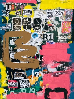 Graffiti Street Art Mixed Medium on Canvas 45W x 60H" Sort of thought