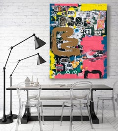 Graffiti Street Art Mixed Medium on Canvas 45W x 60H" Sort of thought