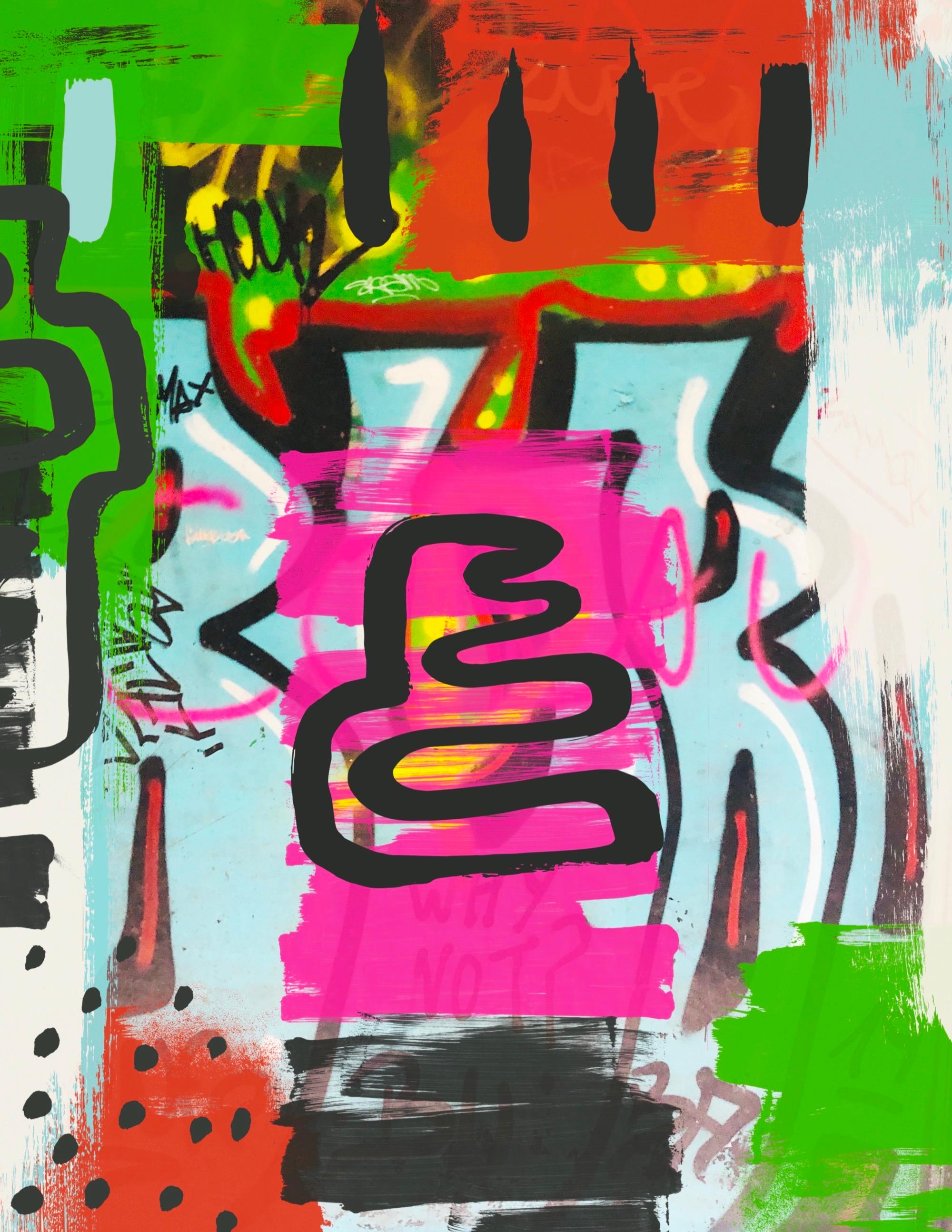 Original Graffiti Street Art on Canvas, Mixed Medium Art 45W x 60H" A New Mood