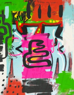 Original Graffiti Street Art on Canvas, Mixed Medium Art 45W x 60H" A New Mood