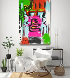 Original Graffiti Street Art auf Leinwand, Mixed Medium Art 45W x 60H"" Eine neue Stimmung