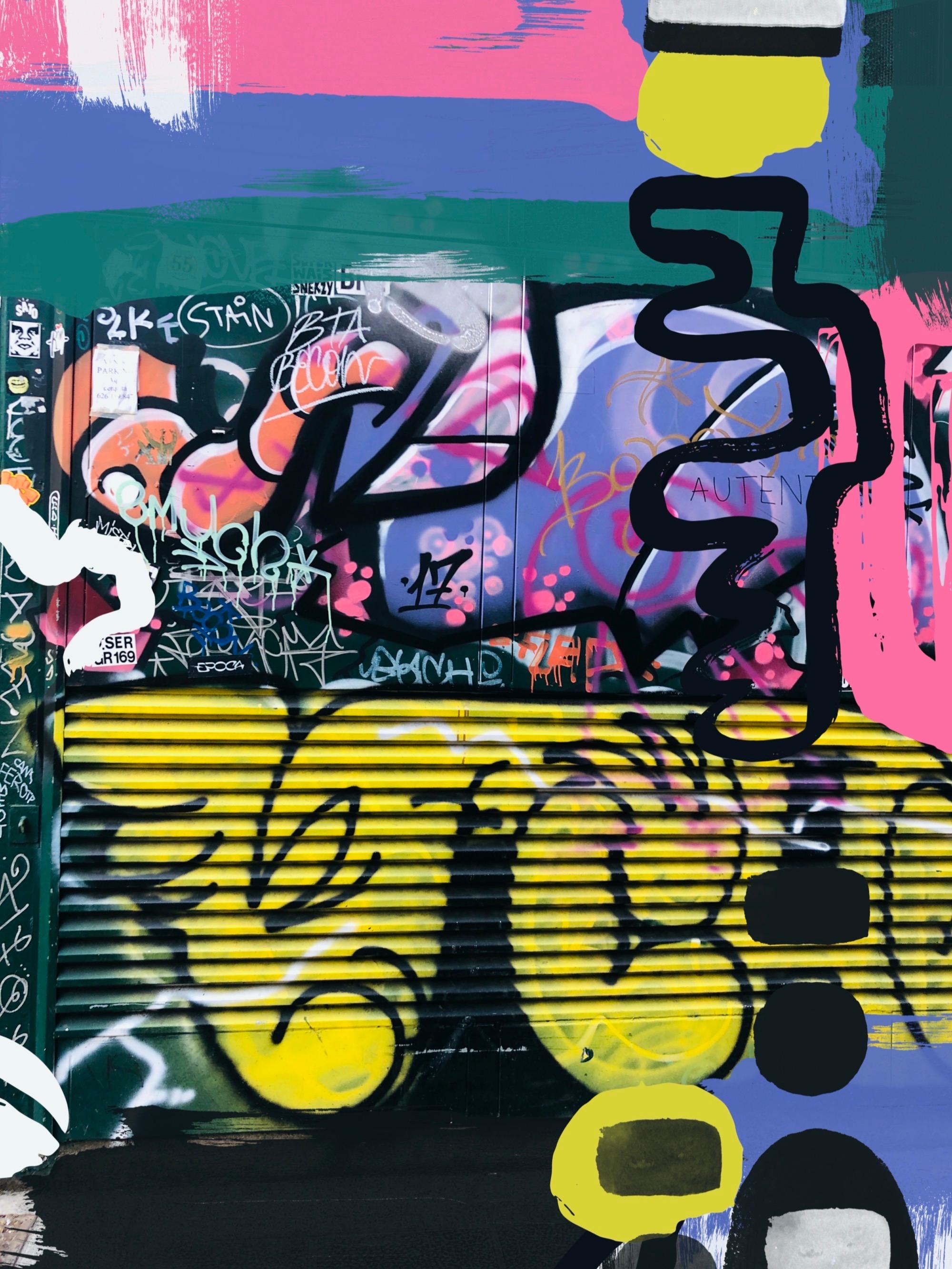 Original Graffiti Street Art auf Leinwand, Mixed Medium Art, 45 x 60"" Eine Ungewissheit
