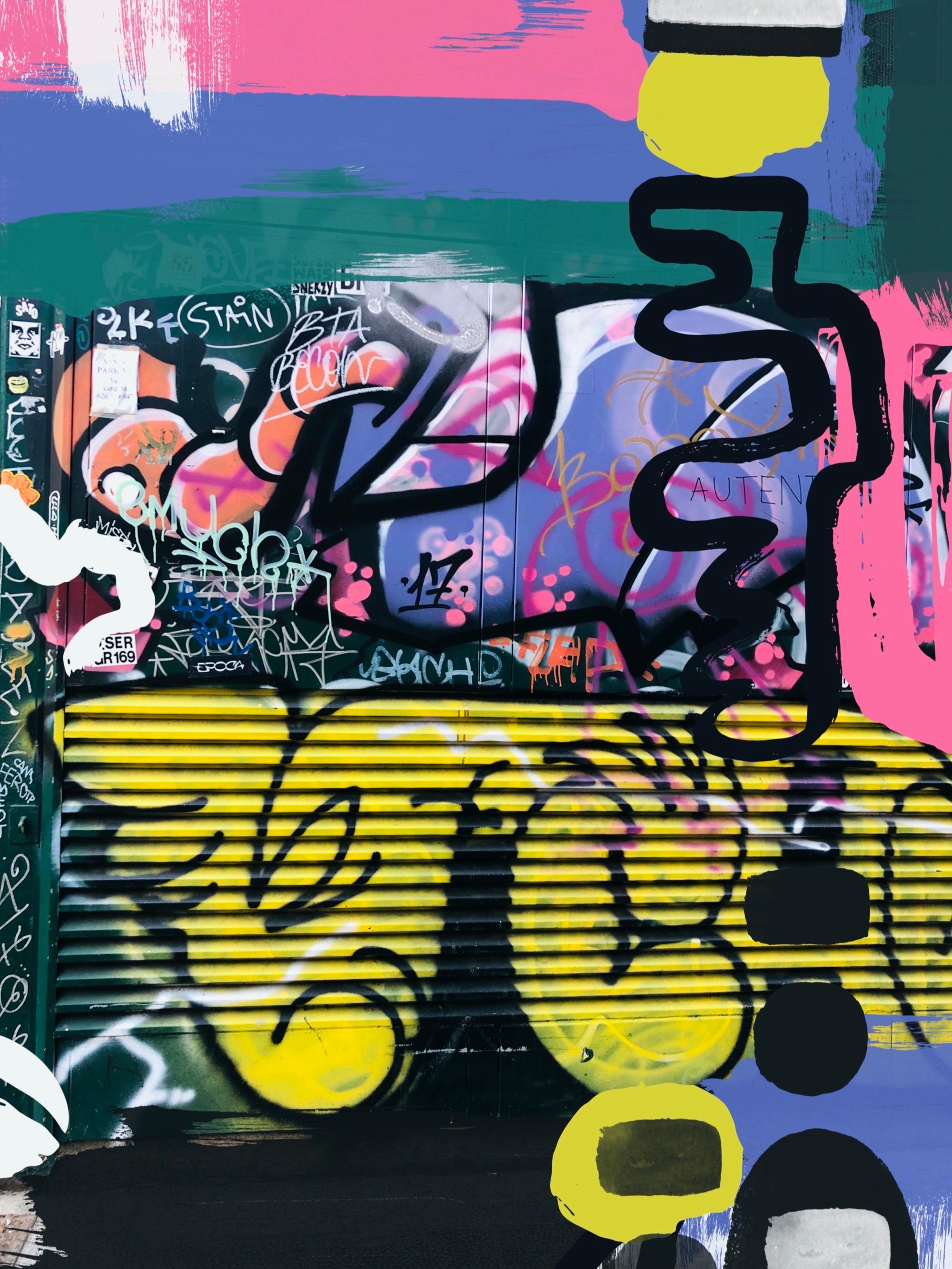 Graffiti originali su tela, arte mista, 45 x 60" Un'incertezza