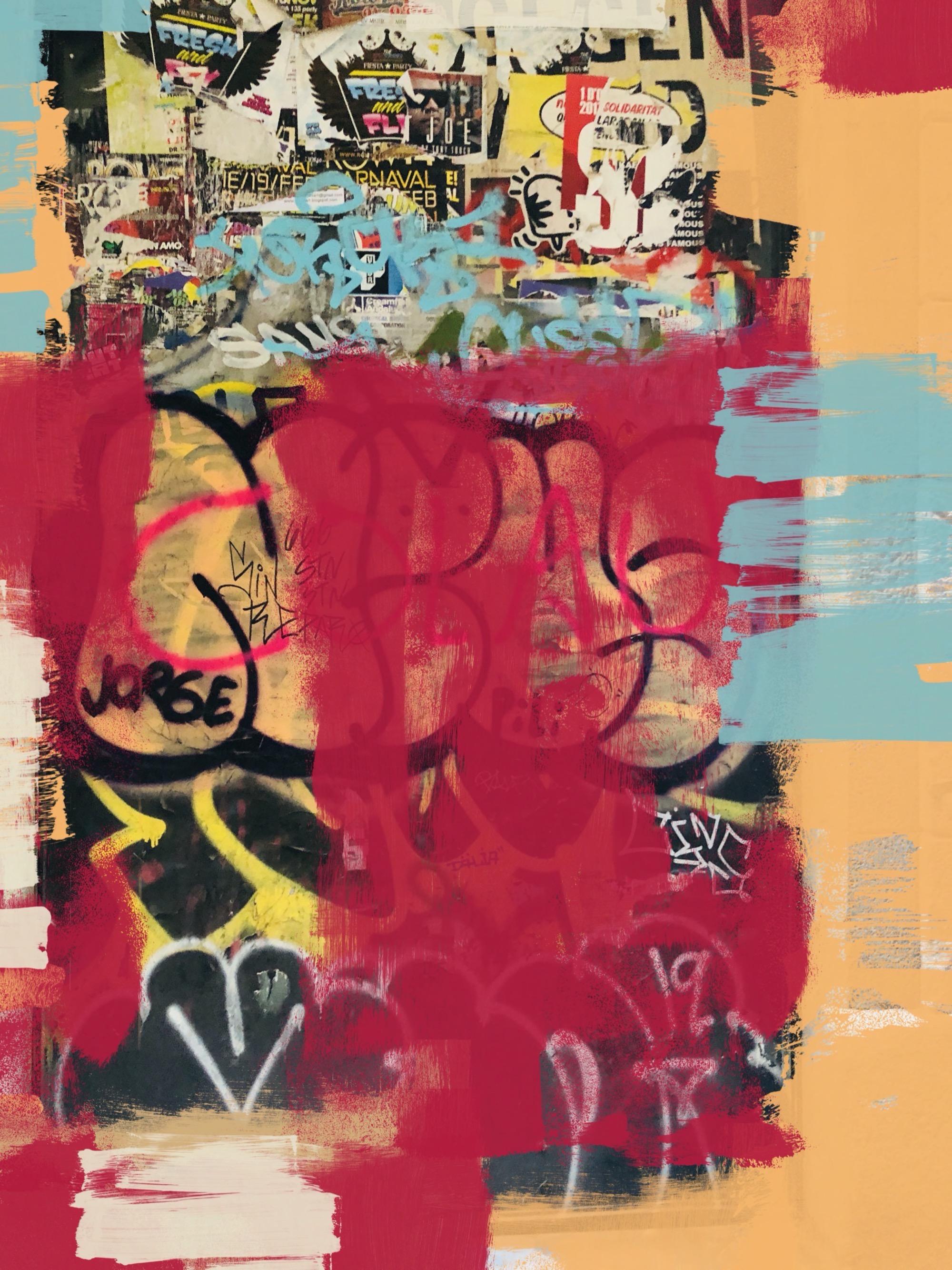 Original Graffiti Street Art on Canvas Mixed Medium Art, A New Direction, 45x60" - Mixed Media Art by Irena Orlov