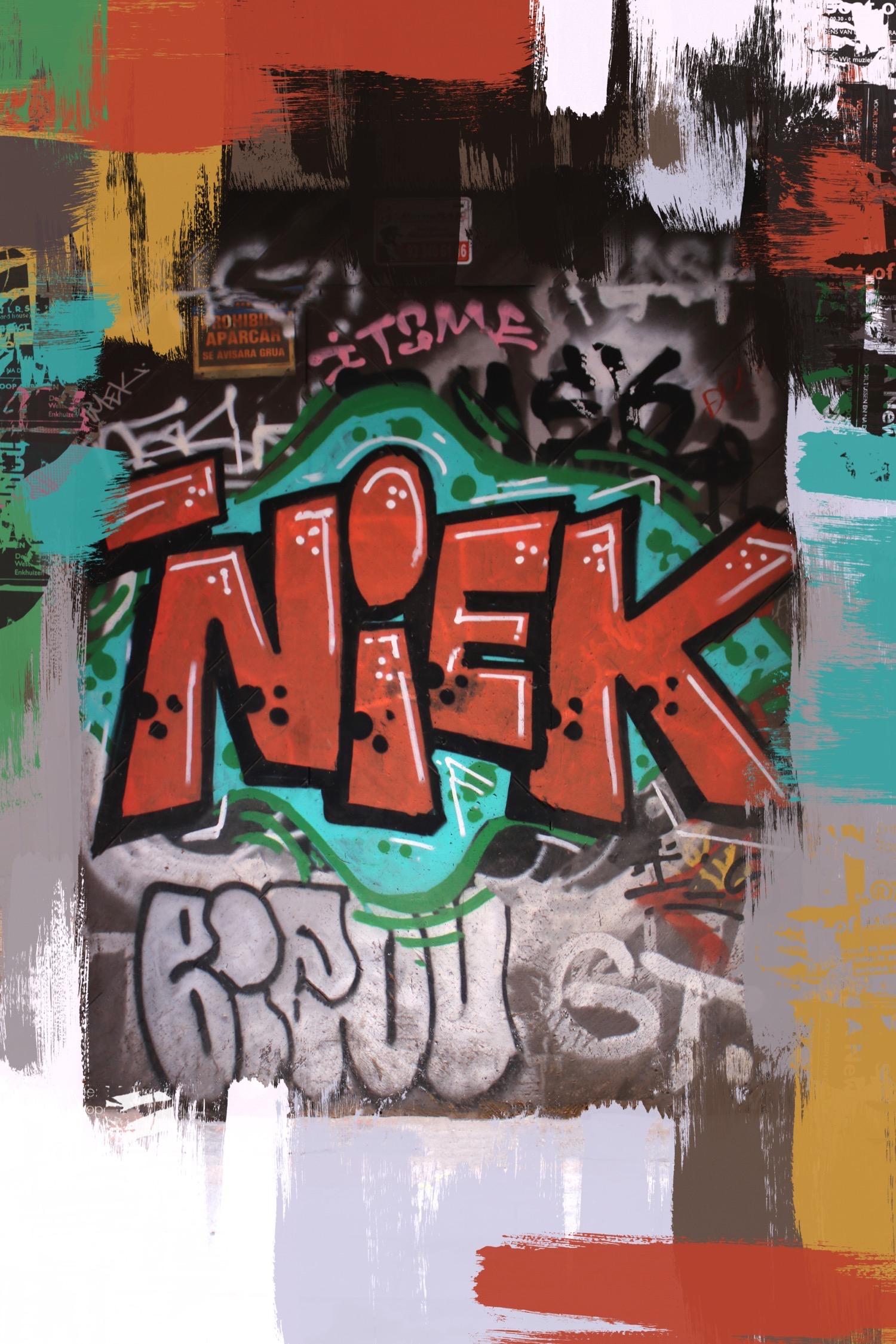Original Graffiti Street Art auf Leinwand, Mixed Medium Art, The Message 45X60"" – Mixed Media Art von Irena Orlov