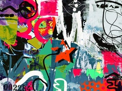 Colorful Abstract Street Art, Original Mixed Media on Canvas, I Could See 45X60"