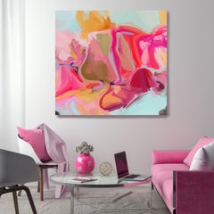Peinture abstraite contemporaine sur toile technique mixte 114 x 114 cm Le mouvement du vent