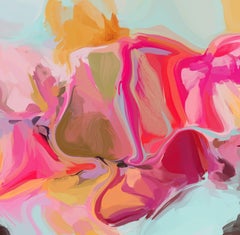 Pittura astratta contemporanea su tela 45x45" Il vento si muove