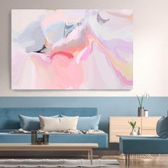Obra de arte interior rosa púrpura Pintura mixta Lienzo 40x60" El nacimiento 2