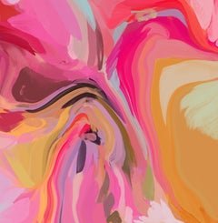 Scintille di rosa, quadro astratto contemporaneo su tela 45x45"