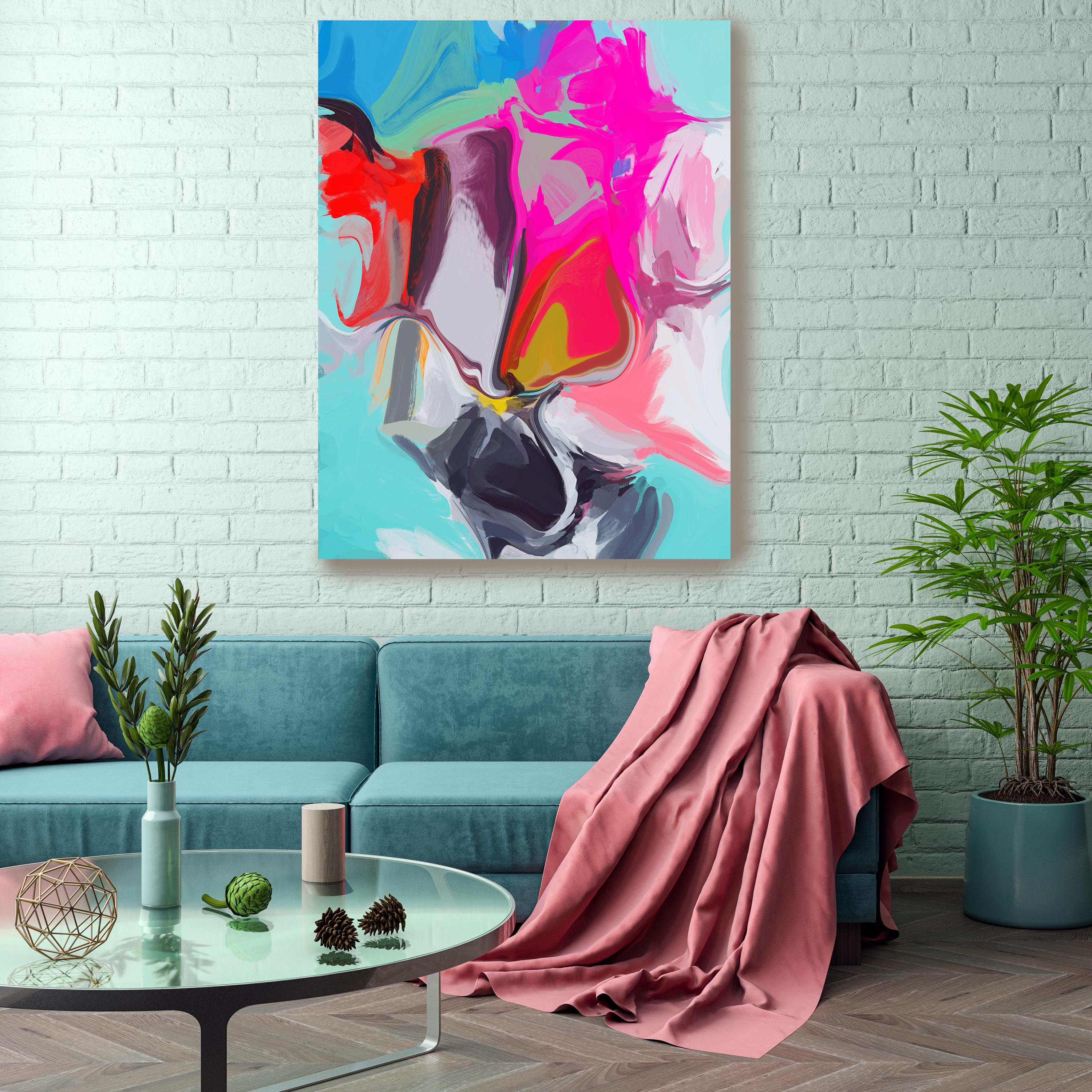 Abstract Contemporary Colorful Mixed Media Canvas 40x60" Secret From Common - Mixed Media Art by Irena Orlov