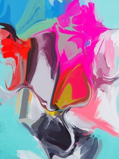 Tela astratta contemporanea colorata a tecnica mista 40x60" Segreto da Comune