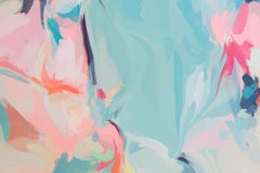 Pittura contemporanea rosa blu su tela a media mista 40x60" Linee di vita 4