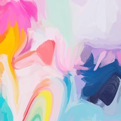 Contemporary Abstract Painting Mixed Media on Canvas 45x45" Found in Light