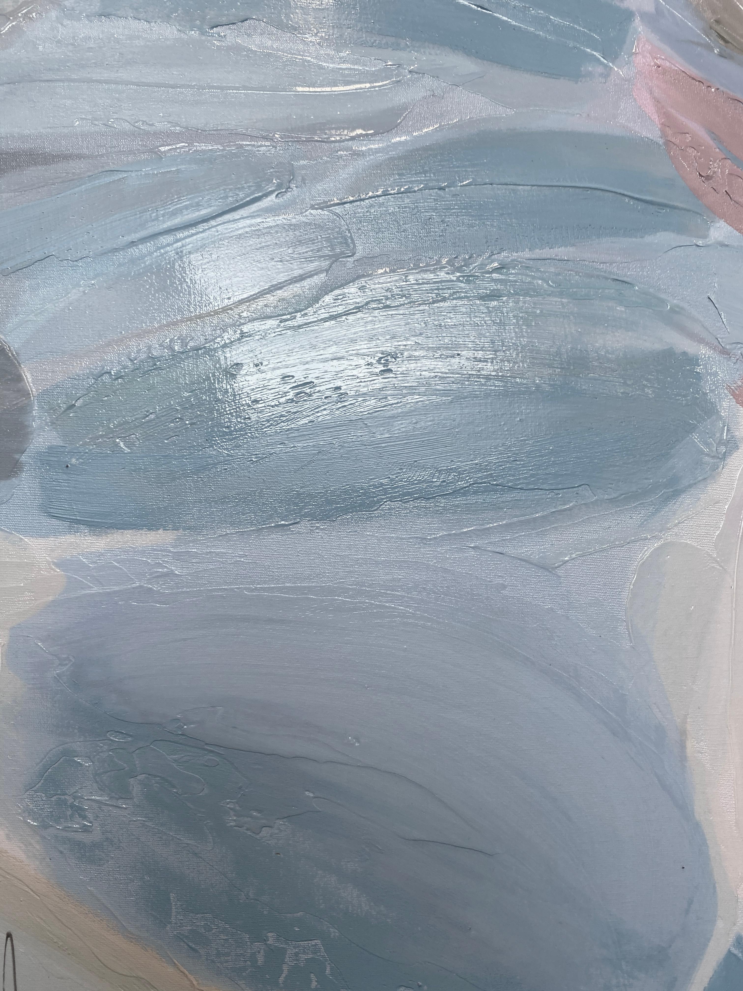Blaues zeitgenössisches Gemälde in Mischtechnik auf Leinwand 45x45 Zoll, Was auch immer sein mag (Zeitgenössisch), Painting, von Irena Orlov