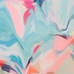 Abstrakte rosa zeitgenössische Kunst gemischte Medien Leinwand 48x48" Linien des Lebens 1