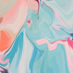 Abstrakt Rosa Contemporary Mixed Media Leinwand 48x48" Linien des Lebens 2