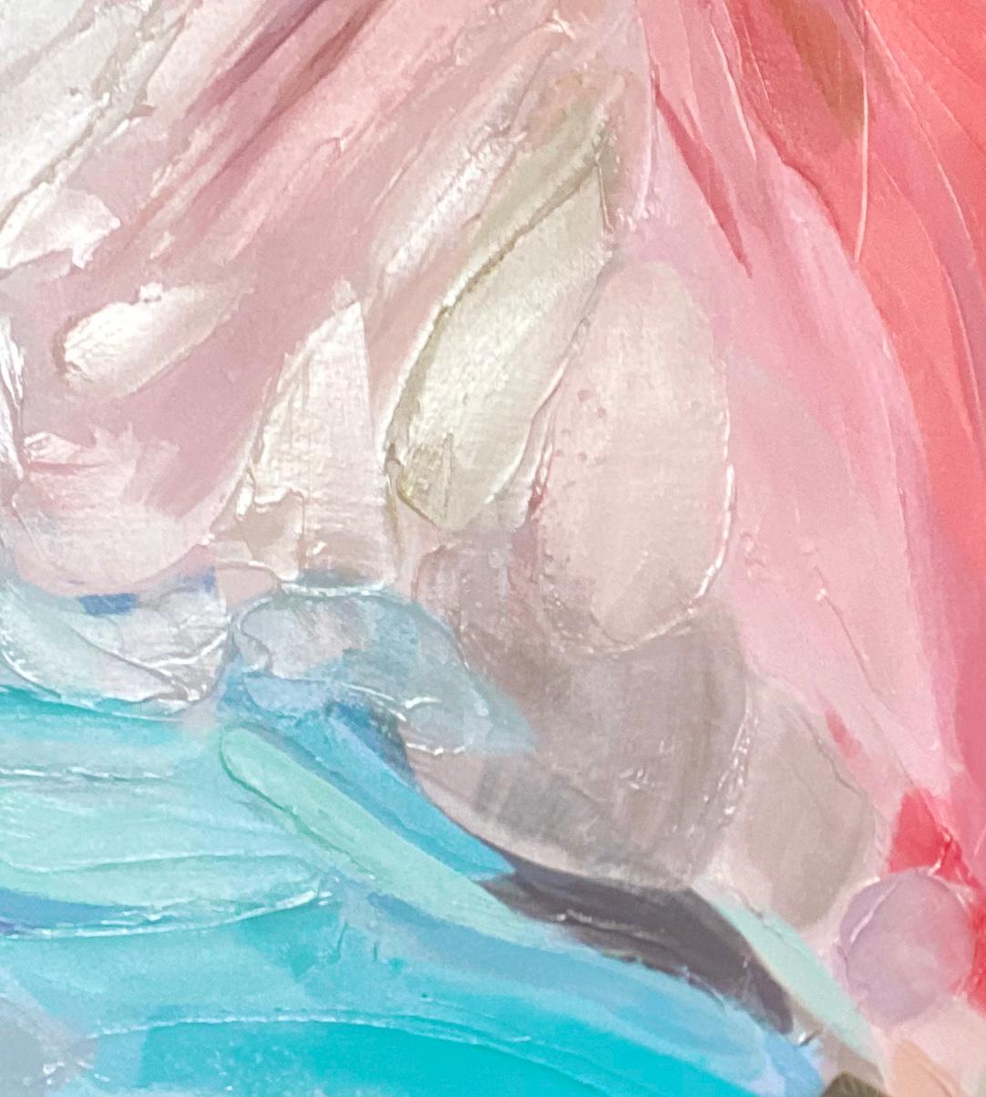 Toile d'art technique mixte abstraite aux couleurs pastel, 45x45 po. Dans sa meilleure lumière 2 - Contemporain Painting par Irena Orlov