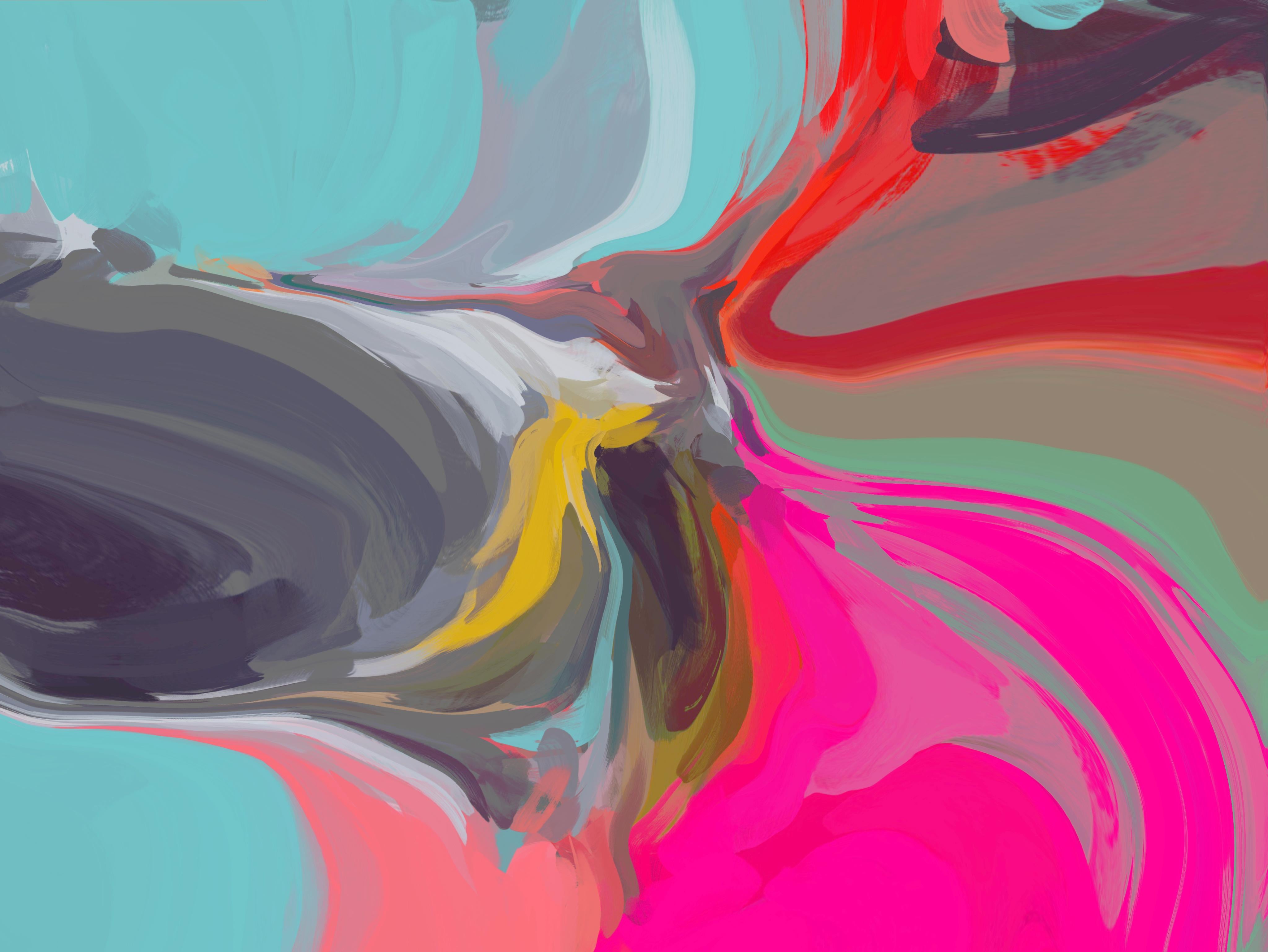 Abstraktes Flow Painting Mixed Media Leinwand 40x60 Zoll