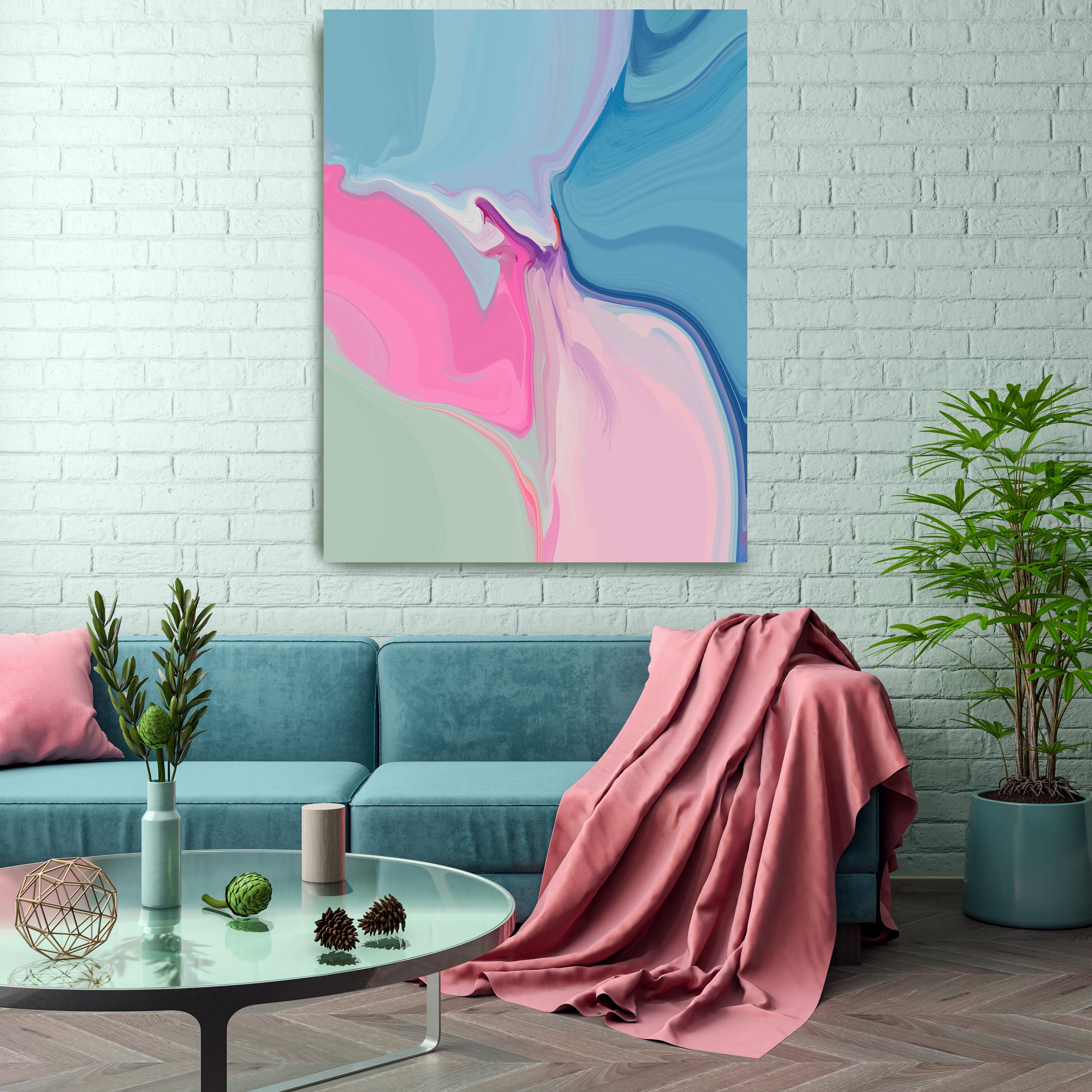 Astratto  Pittura a tecnica mista su tela 40x60" Colori sul lato blu 2