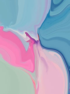 Abstract  Painting Mixed Media Canvas 40x60" Colors on the blue side 2