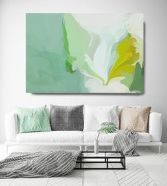 Abstract Green Abstract Painting Mixed Media Canvas 40x60" Wrapped in Steam