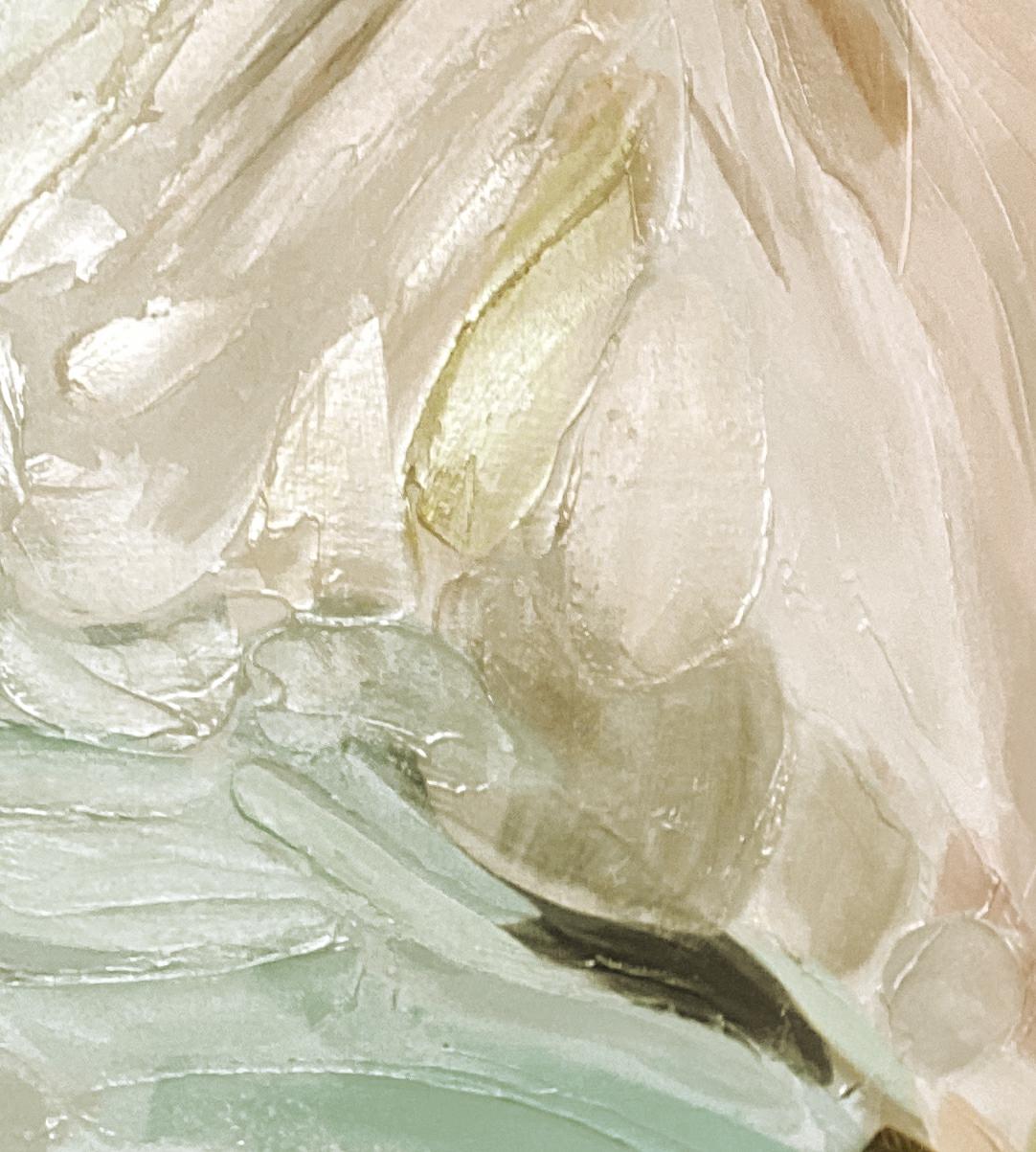 Peinture abstraite verte abstraite sur toile technique mixte 101,6 x 152,4 cm enveloppée dans de la vapeur - Contemporain Painting par Irena Orlov