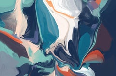 Abstract Aqua Painting Mixed Media Canvas 40x60" Formless and Wordless