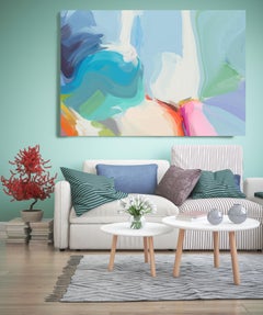 Colores Resplandor Pintura Técnica Mixta Lienzo 40x60" Azul