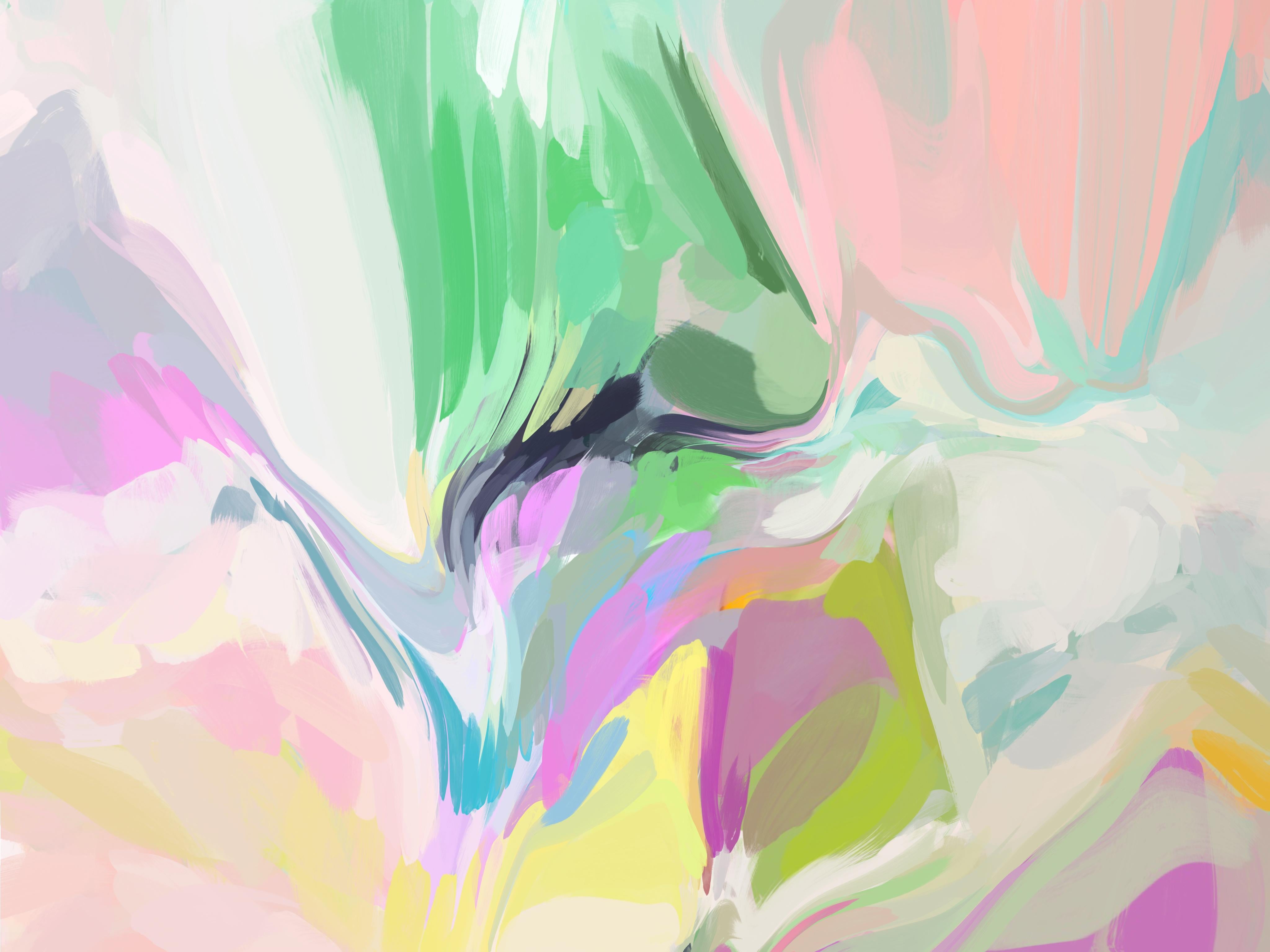Pittura moderna a flusso misto su tela 38 x 56