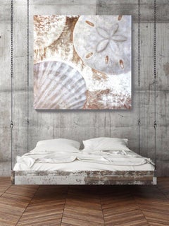 Shells Rustic Coastal Painting with Acrylic on Canvas 50 x 50"