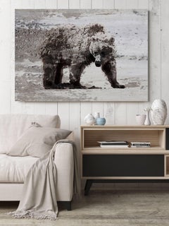 Bear Art, Bear Painting Fine Art Mixed Media Canvas 38x56"