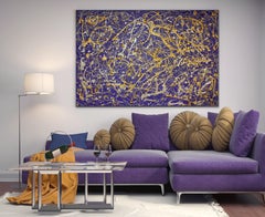 Peinture sur toile d'abstraction gestuelle inspirée du bijou violet Jackson Pollock