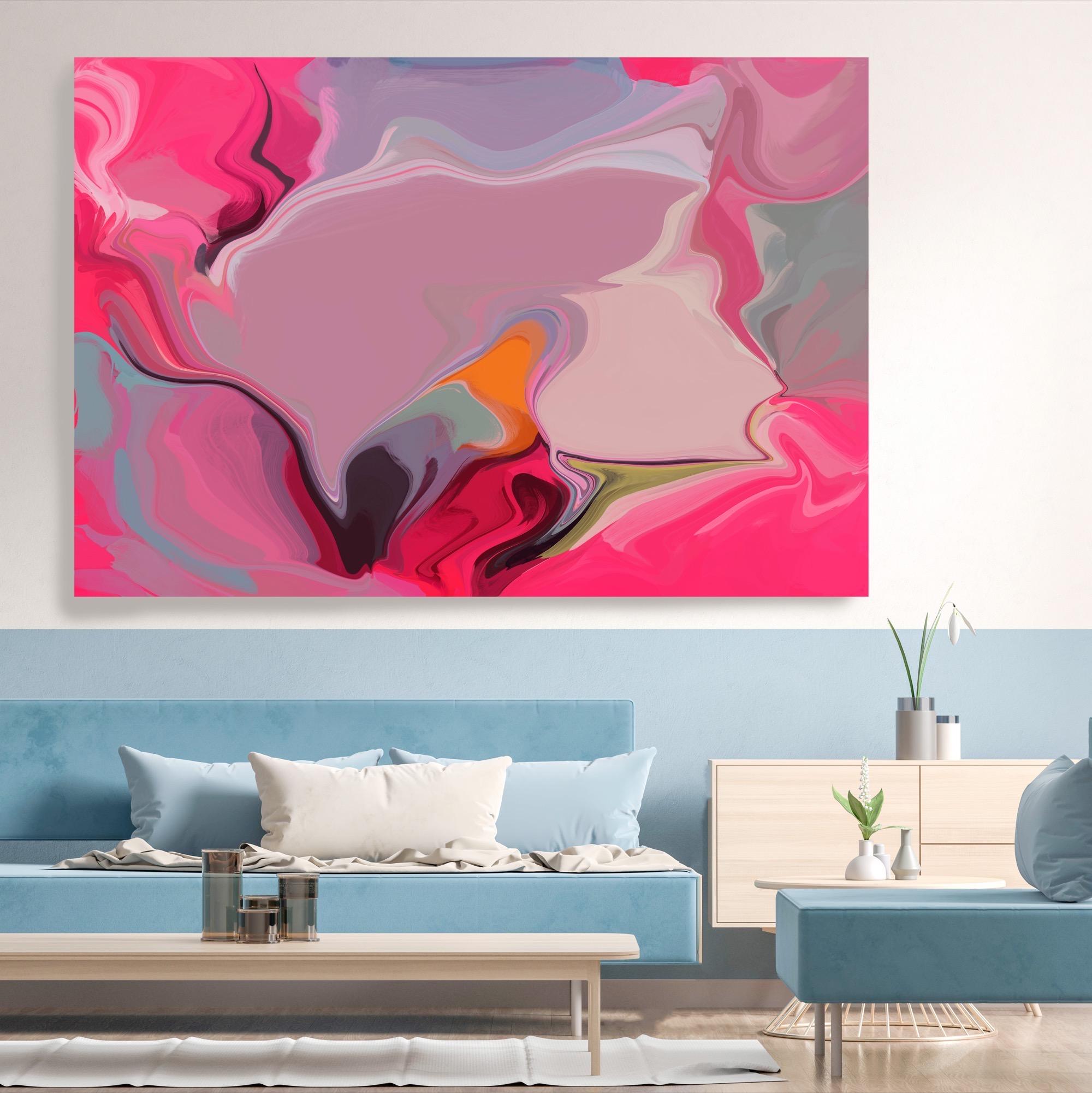 Peinture rose sur toile technique mixte, 45 x 60 po., The Creative Struggle - Painting de Irena Orlov