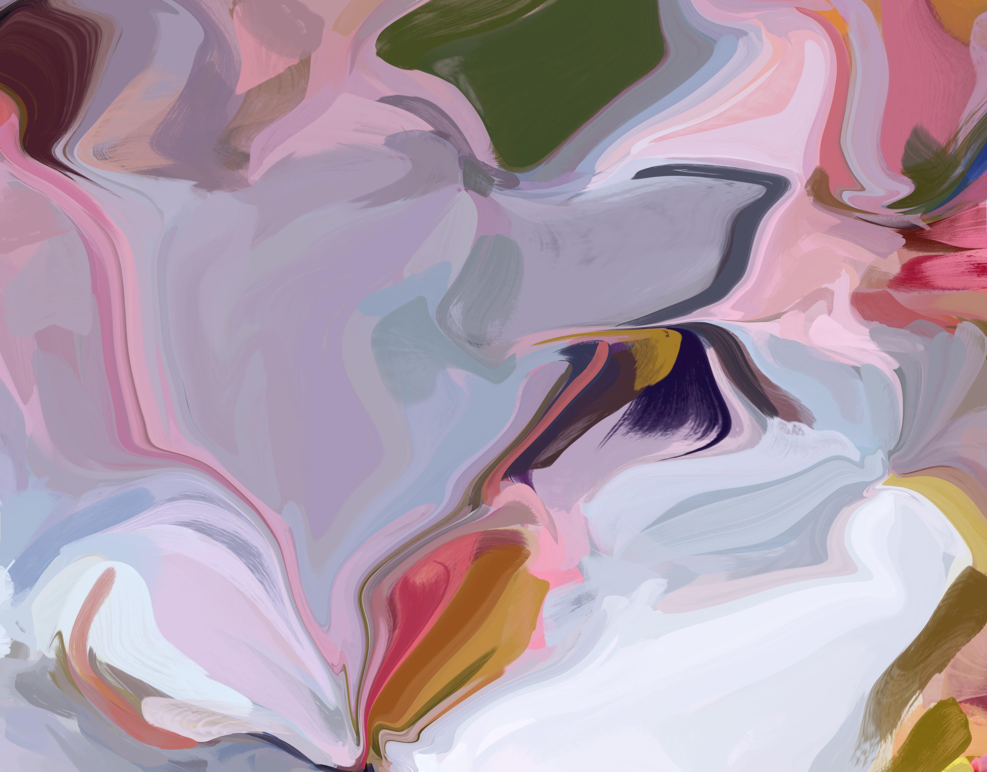 Pittura blu viola su tela mista 38x56