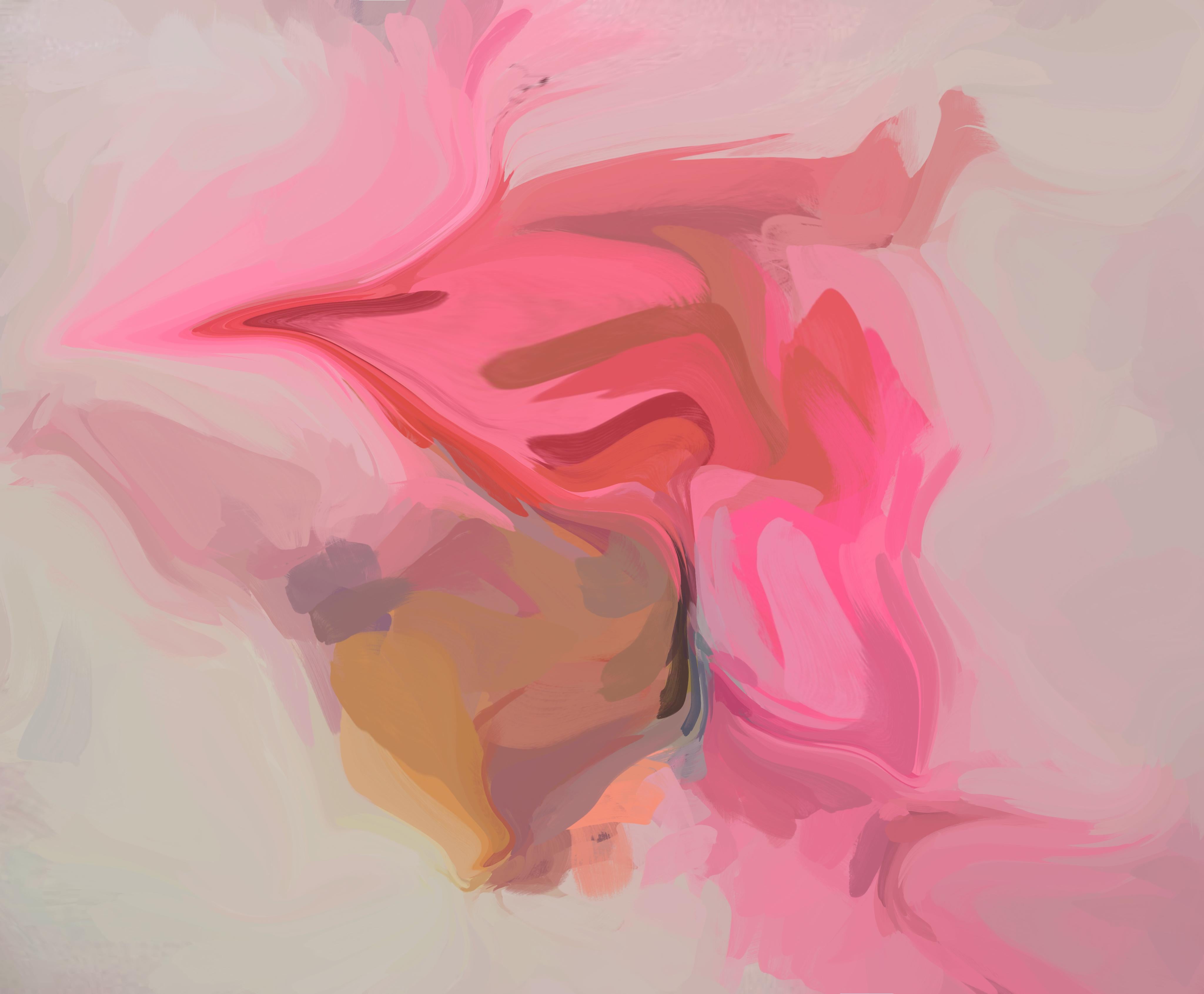 La Decisión Espontánea, Pintura Flujo Rosa Lienzo Mixto 38 x 56