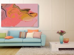 Coral Red Abstract Flow Mixed Media Painting Canvas 45x60" The End Result