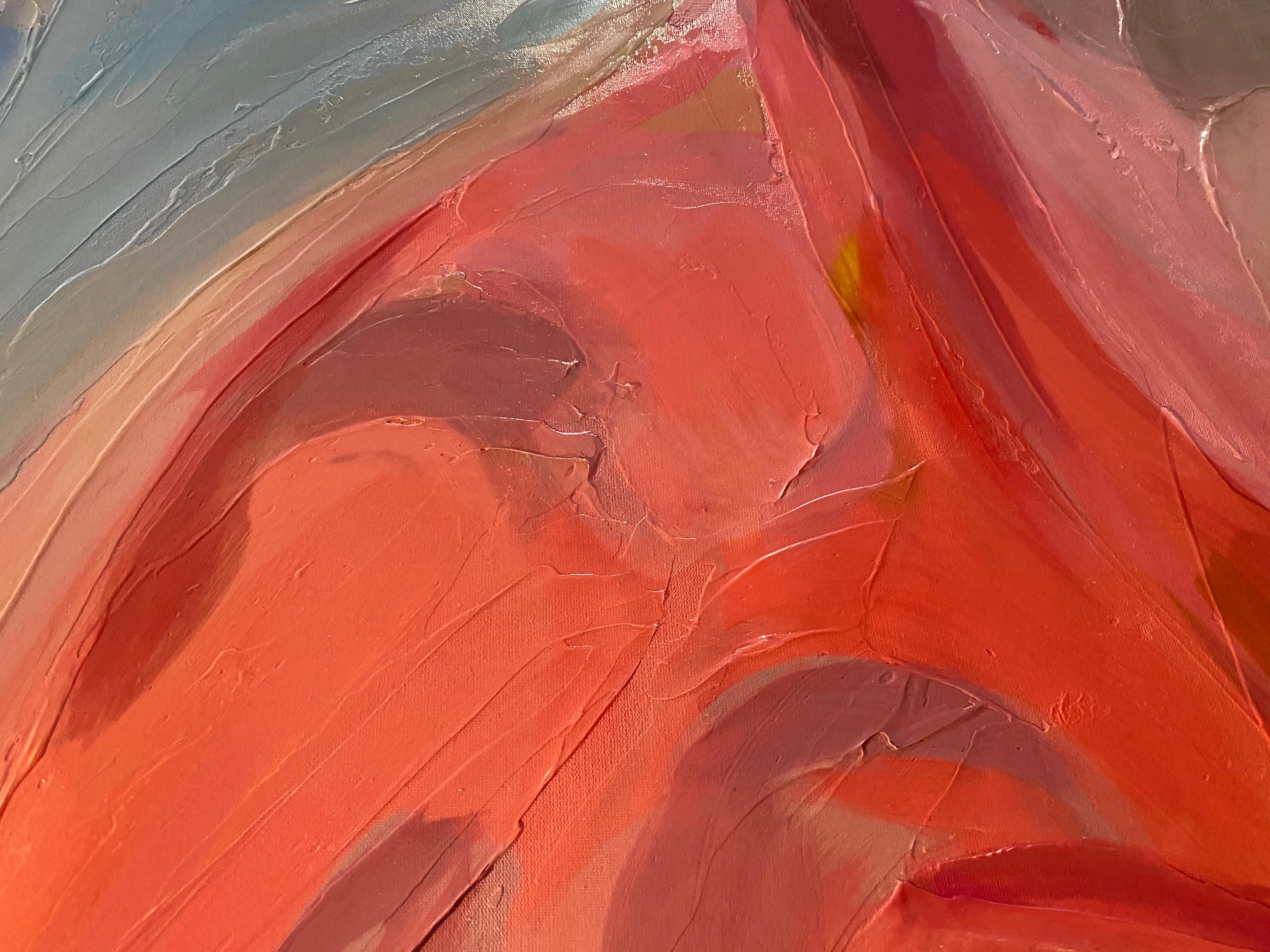 Rojo Gris Abstracto nº 7, Arte contemporáneo Técnica mixta sobre lienzo 45x45